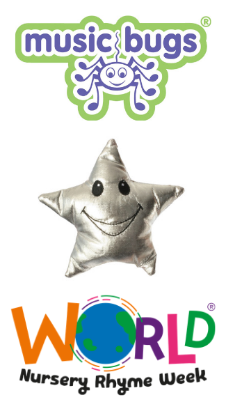 Image shows World Nursery Rhyme Week Logo and Music Bugs Logo