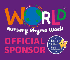Image shows World Nursery Rhyme Week and Little Baby Bum logo